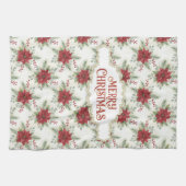 Watercolor Poinsettia Merry Christmas Geschirrtuch (Horizontal)
