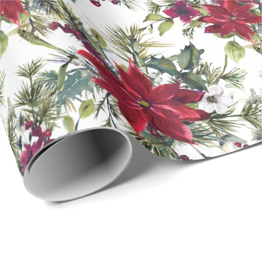 Watercolor Poinsettia Pattern Geschenkpapier (Rolleneckpunkt)