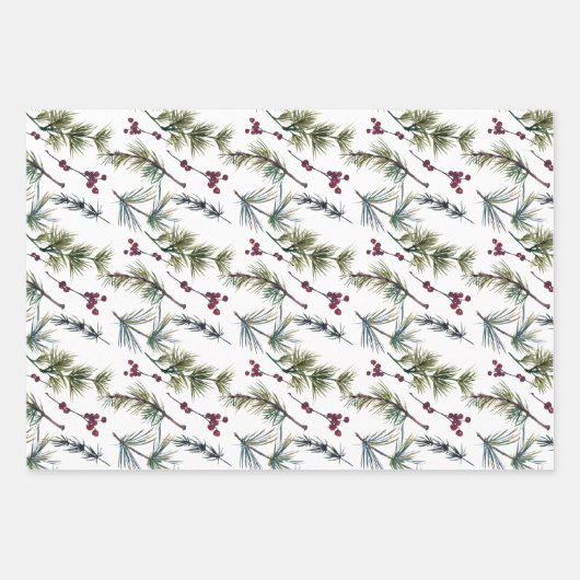 Watercolor Poinsettia Pattern Geschenkpapier Set (Vorderseite 2)