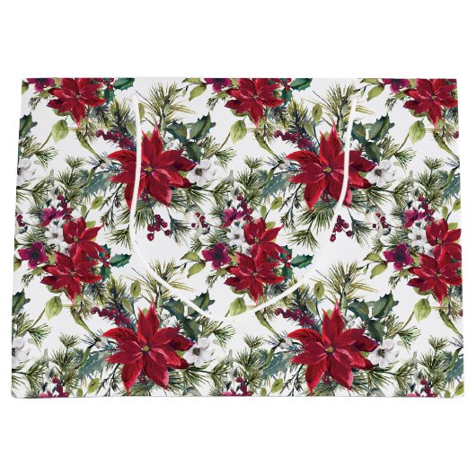 Watercolor Poinsettia Pattern  Große Geschenktüte (Vorderseite)