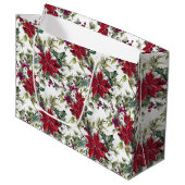 Watercolor Poinsettia Pattern  Große Geschenktüte (Vorderseite Schrägansicht)