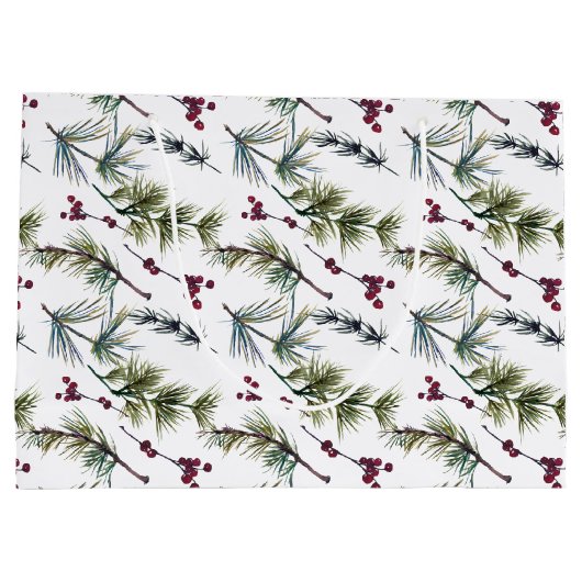 Watercolor Poinsettia Pattern  Große Geschenktüte (Rückseite)