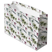 Watercolor Poinsettia Pattern Große Geschenktüte (Rückseite Schrägansicht)