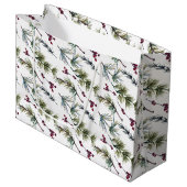 Watercolor Poinsettia Pattern  Große Geschenktüte (Vorderseite Schrägansicht)