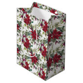 Watercolor Poinsettia Pattern  Mittlere Geschenktüte (Vorderseite Schrägansicht)