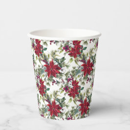 Watercolor Poinsettia Pattern Pappbecher