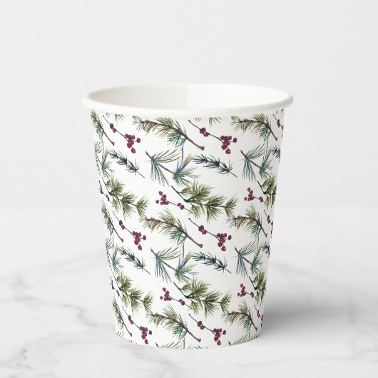 Watercolor Poinsettia Pattern Pappbecher (Links)
