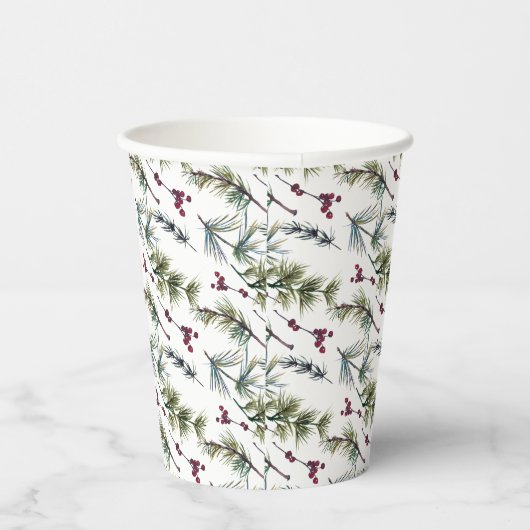 Watercolor Poinsettia Pattern  Pappbecher (Rechts)