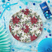 Watercolor Poinsettia Pattern Pappteller (Party)