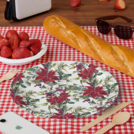 Watercolor Poinsettia Pattern Pappteller