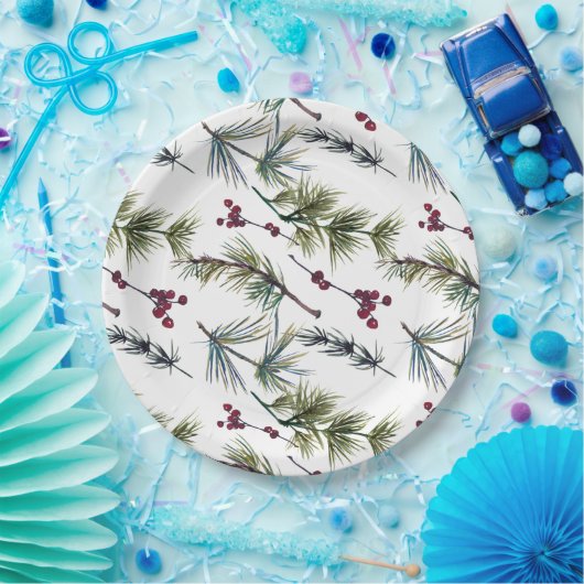 Watercolor Poinsettia Pattern  Pappteller (Party)