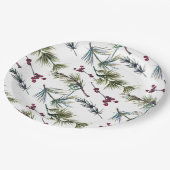 Watercolor Poinsettia Pattern  Pappteller (Schrägansicht)