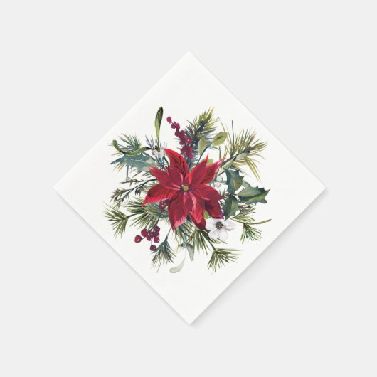Watercolor Poinsettia Pattern Serviette (Ecke)