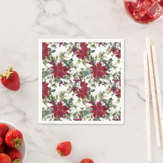 Watercolor Poinsettia Pattern Serviette (Beispiel)