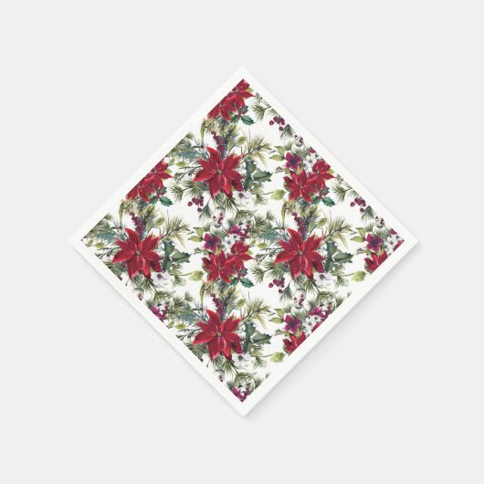 Watercolor Poinsettia Pattern  Serviette (Ecke)