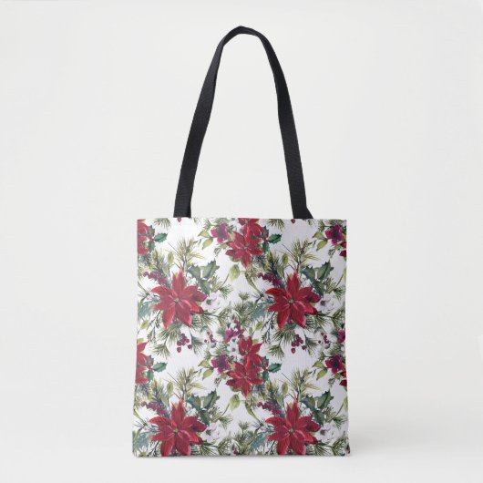 Watercolor Poinsettia Pattern  Tasche (Vorderseite)