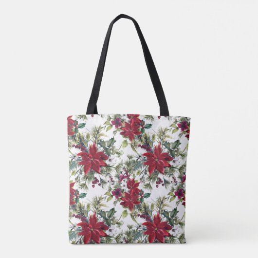 Watercolor Poinsettia Pattern Tasche (Rückseite)
