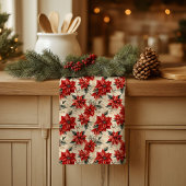 Watercolor Poinsettia Towel Rustic Christmas Style Geschirrtuch
