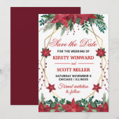 Watercolor Poinsettia Wedding Save the Date Einladung (Vorne/Hinten)