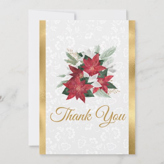Watercolor Poinsettia Weihnachtsfeier Dankeskarte (Rückseite)