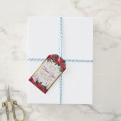 Watercolor Poinsettia Weihnachtsfeier Geschenkanhänger (Mit Garn)