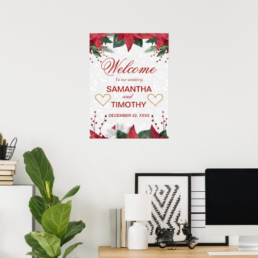 Watercolor Poinsettia Weihnachtsfeier Poster (Heimbüro)