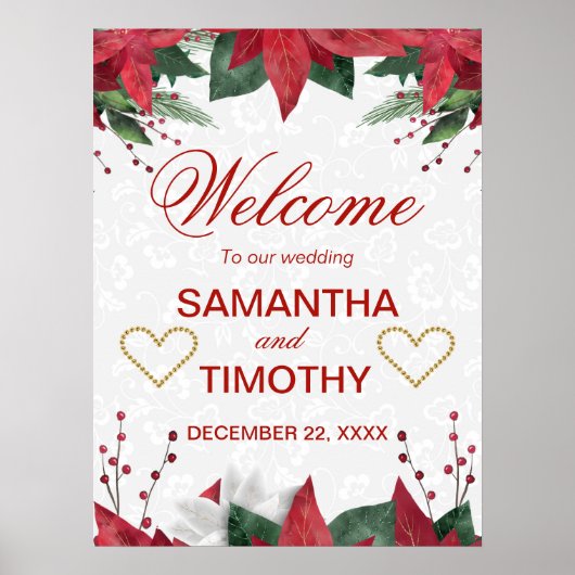 Watercolor Poinsettia Weihnachtsfeier Poster (Vorne)