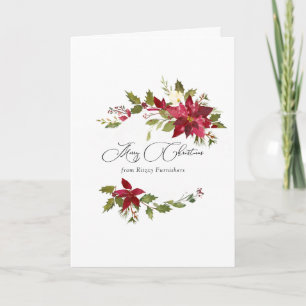 Watercolor Poinsettia Weihnachtsgrüße im Unternehm Karte
