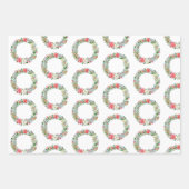 Watercolor Poinsettia Weihnachtskränze Geschenkpapier Set (Vorderseite)