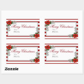 Watercolor Poinsettia Weihnachtslabel Rechteckiger Aufkleber (Blatt)
