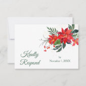 Watercolor Poinsettia Weihnachtszeit RSVP Karte (Vorderseite)