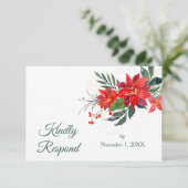 Watercolor Poinsettia Weihnachtszeit RSVP Karte (Stehend Vorderseite)