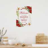 Watercolor Poinsettia Winter Wedding Willkommen Poster (Küche)