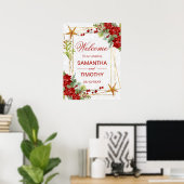 Watercolor Poinsettia Winter Wedding Willkommen Poster (Heimbüro)