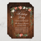 Watercolor Poinsettia Woliday Party Einladung (Vorne/Hinten)