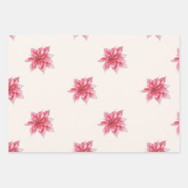 Watercolor Poinsettia Wrapping Paper Set Geschenkpapier Set