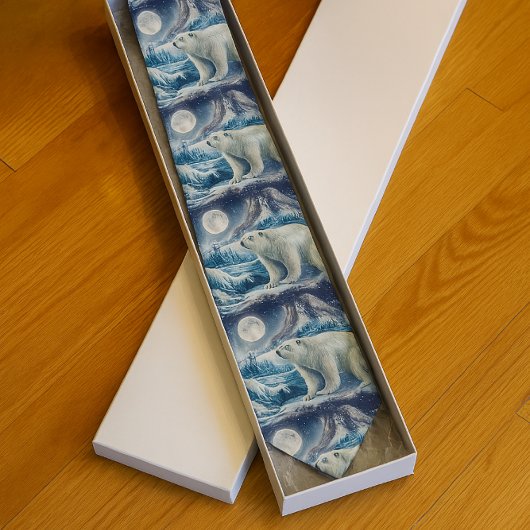 Watercolor Polar Bear Arctic Ice Krawatte