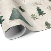 Watercolor Polar Bear & Pine Tree Geschenkpapier (Rolleneckpunkt)
