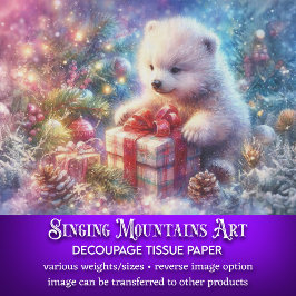 Watercolor Polar Bear Weihnachtsgeschenk Dekoupage Seidenpapier