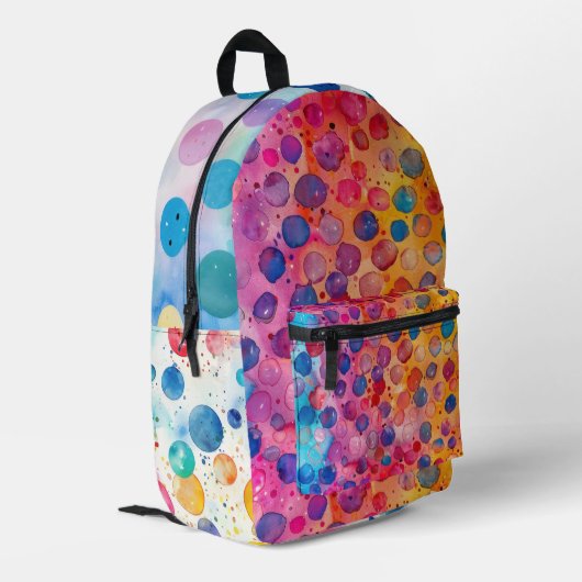 Watercolor Polka Dot Bedruckter Rucksack (Rückseitige Ecke links)