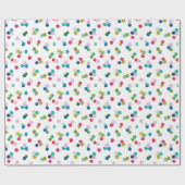 Watercolor Polka Dot Poms Wrapping Paper Geschenkpapier (Flach)