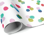 Watercolor Polka Dot Poms Wrapping Paper Geschenkpapier (Rolleneckpunkt)
