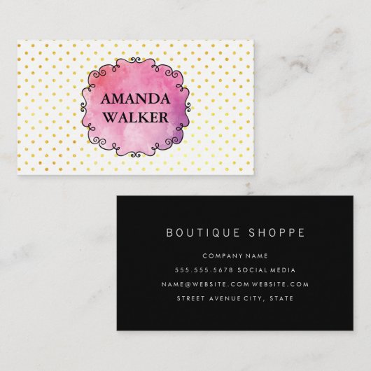 Watercolor Polka Dot Visitenkarte (Vorne/Hinten)