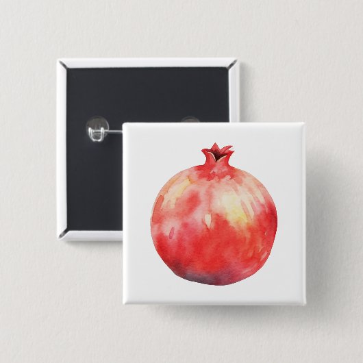 Watercolor Pomegranate Button (Vorne & Hinten)