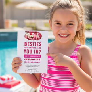 Watercolor Pool Party Besties Invitation Einladung