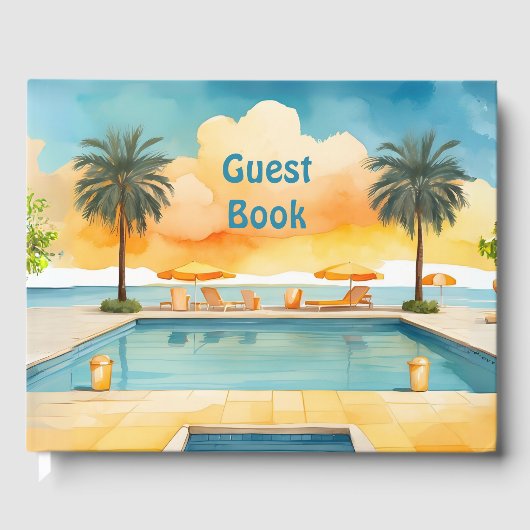 Watercolor Pool Summer Party Gästebuch (Vorderseite)