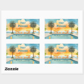 Watercolor Pool Summer Party Rechteckiger Aufkleber (Blatt)