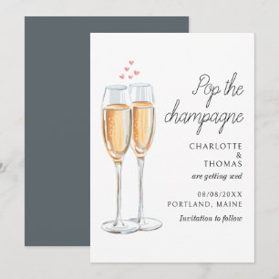 Watercolor Pop The Champagne Script Wedding Save The Date