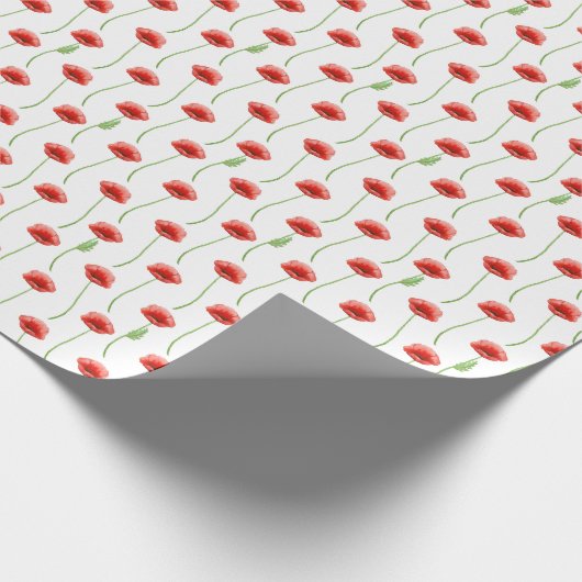 Watercolor Poppies Wrapping Paper Geschenkpapier (Ecke)