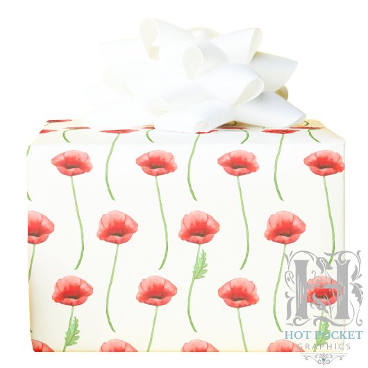 Watercolor Poppies Wrapping Paper Geschenkpapier